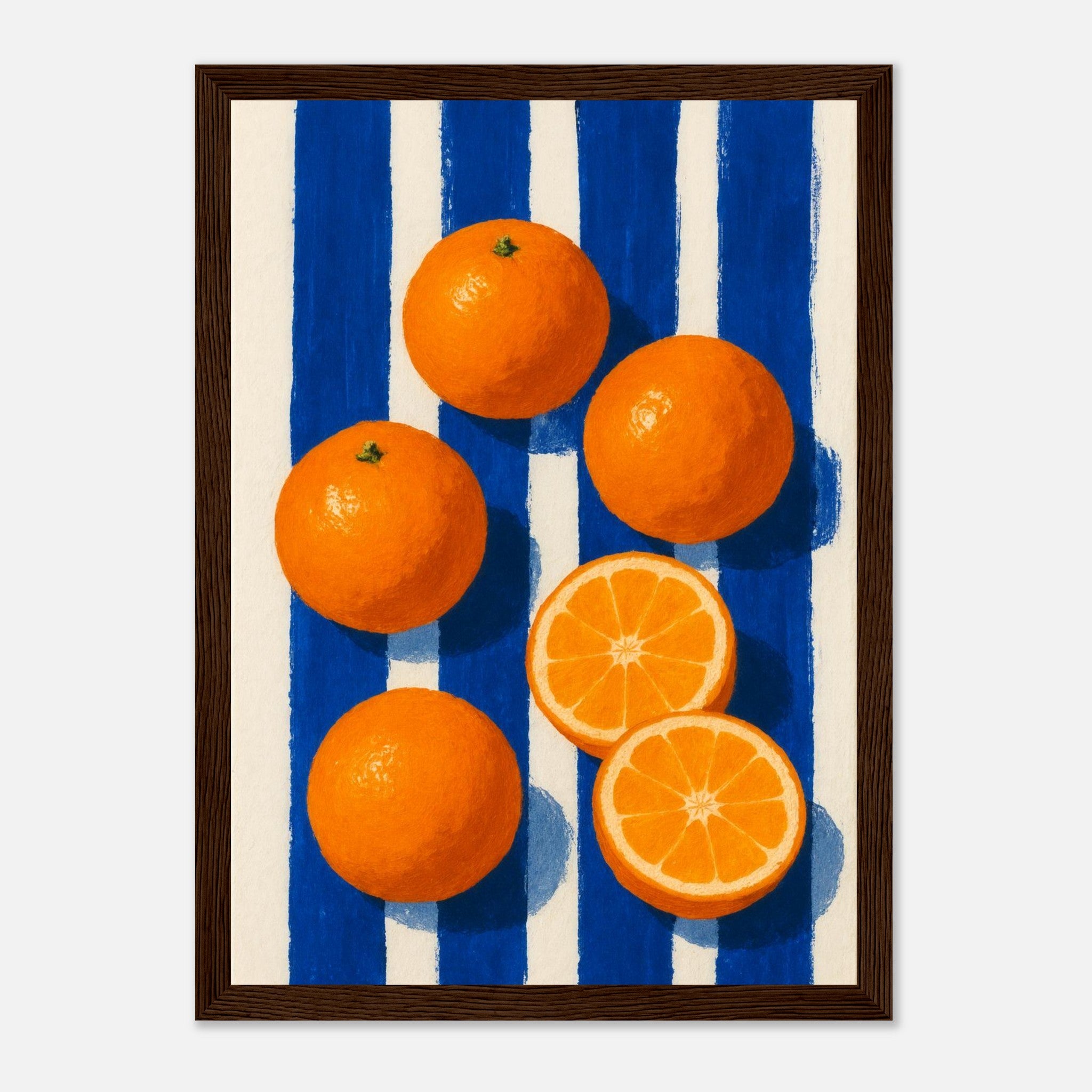 lemonberry-zesty-citrus-art-print-vibrant-oranges-on-blue-stripes-available-in-multiple-sizes-frame-styles