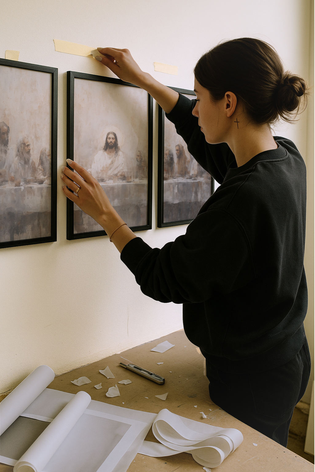 Lisa adjusting our Trio while in Production